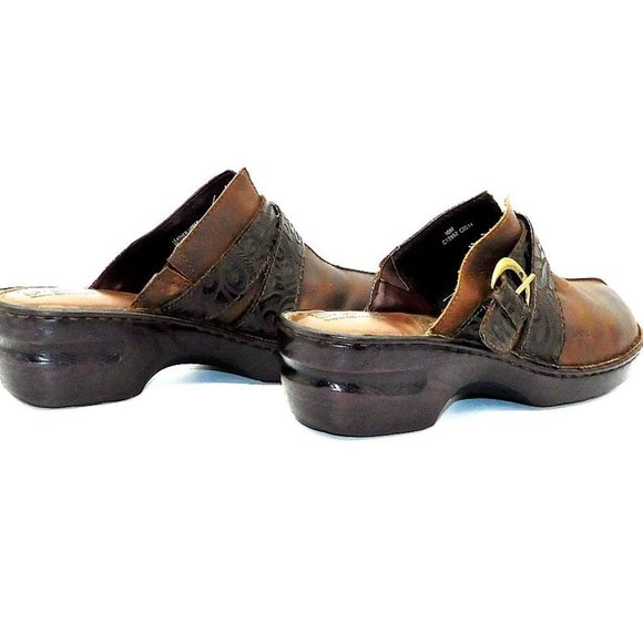 B.O.C. Brown Distressed Tooled Leather Clog - Picture 6 of 11